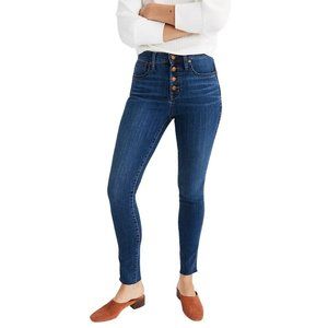 Madewell 10" High-Rise Skinny Jeans Brinville Wash Button-Front Tencel Size 30